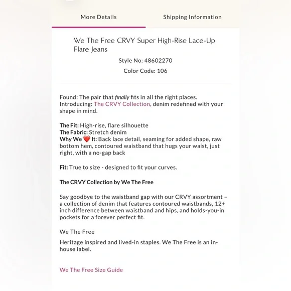 Jeans Free People Curvy High Rise Cropped Lace Up Dark Wash Stretch Waist Jeans - Picture 15 of 16